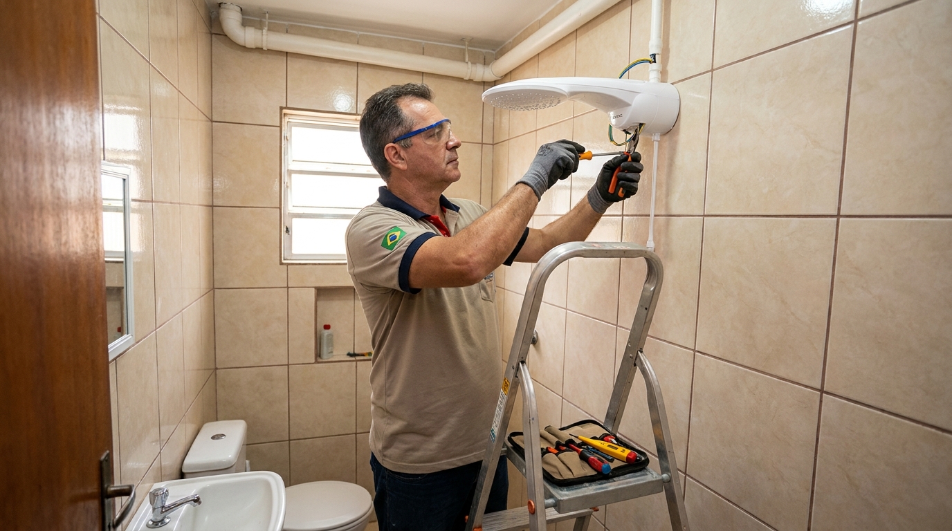 Substituição de Chuveiro Antigo na Vila Mutum, Cuiabá‑MT